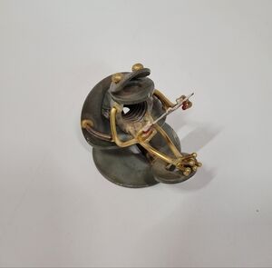 Vtg Arthur W Ward Sculpture Frog Nuts & Bolts Reading Frogman Folk Art Figure